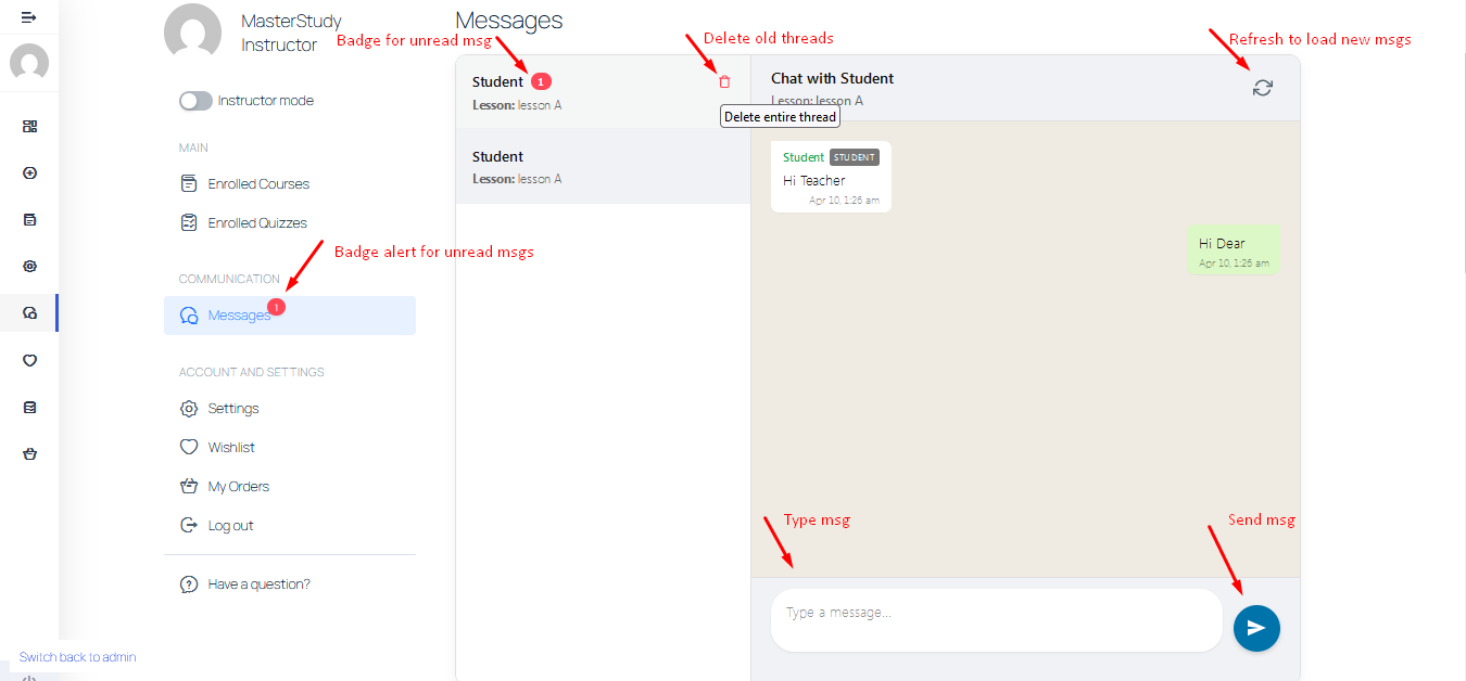 Student-Teacher Advanced Chat Dashboard for MasterStudy LMS - Image 2