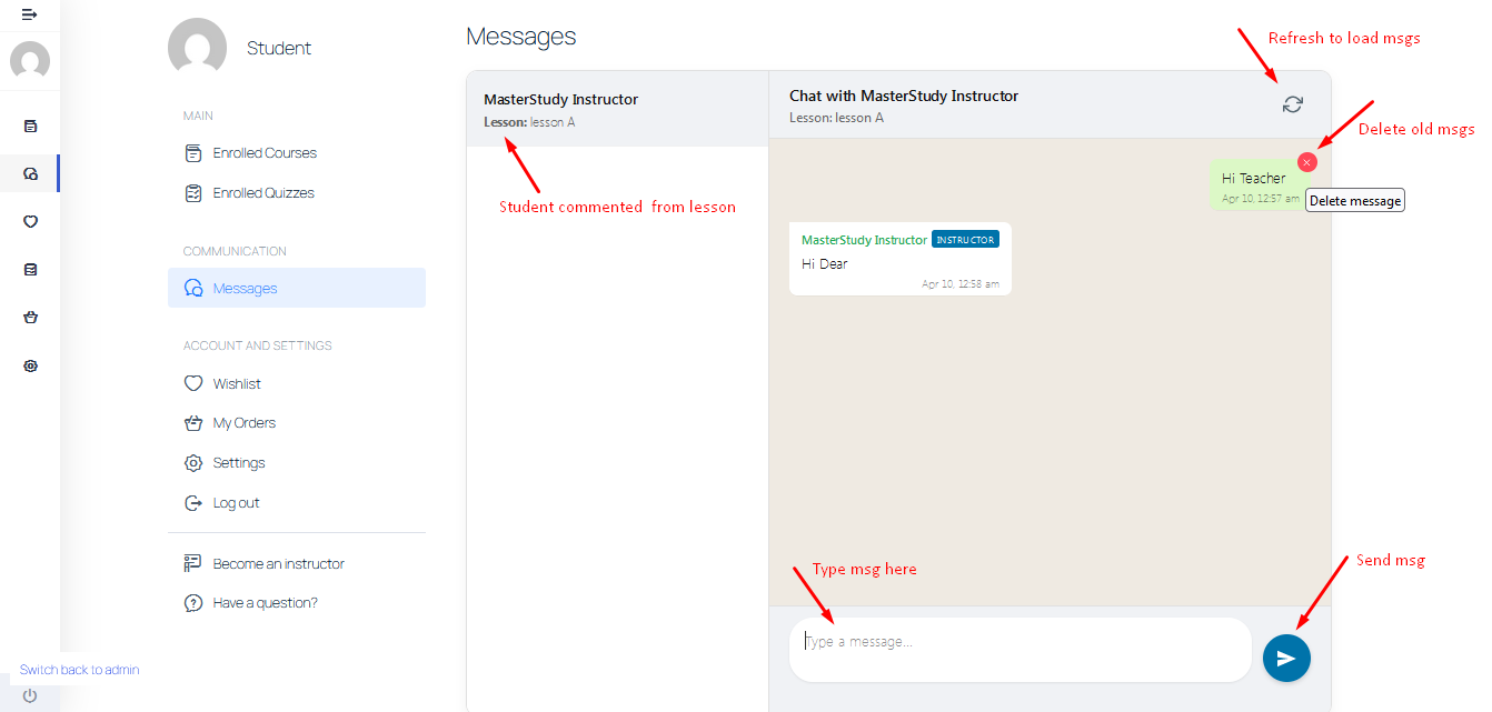 Student-Teacher Advanced Chat Dashboard for MasterStudy LMS - Image 3