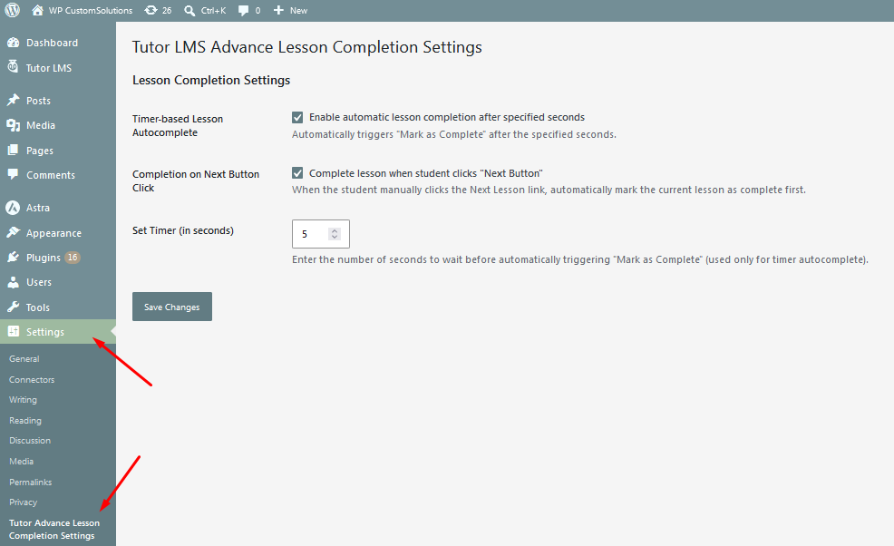 Auto-Complete Lesson for Tutor LMS Plugin - Image 2