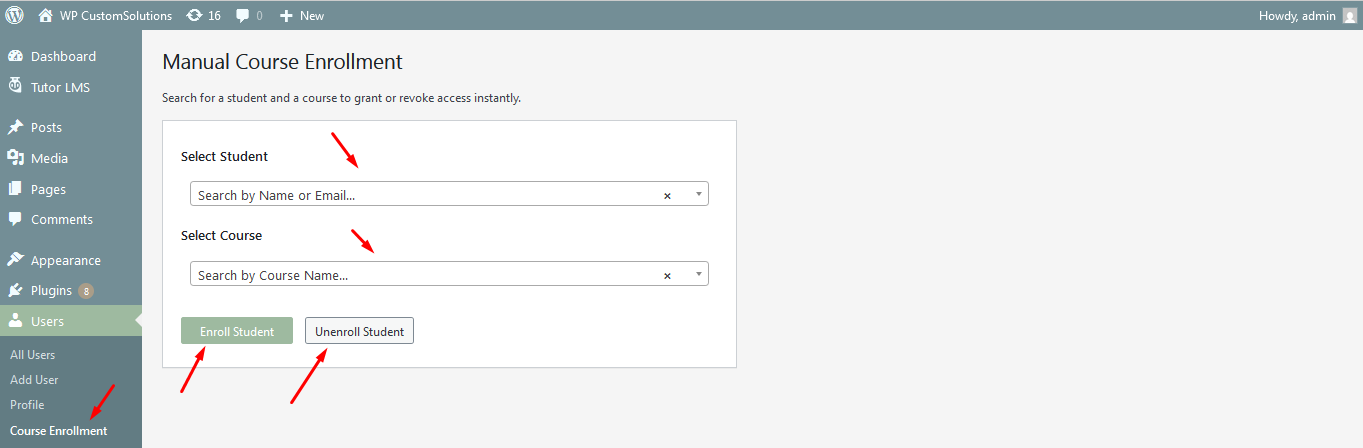 Enroll & Unenroll Manager for Tutor LMS - Image 2