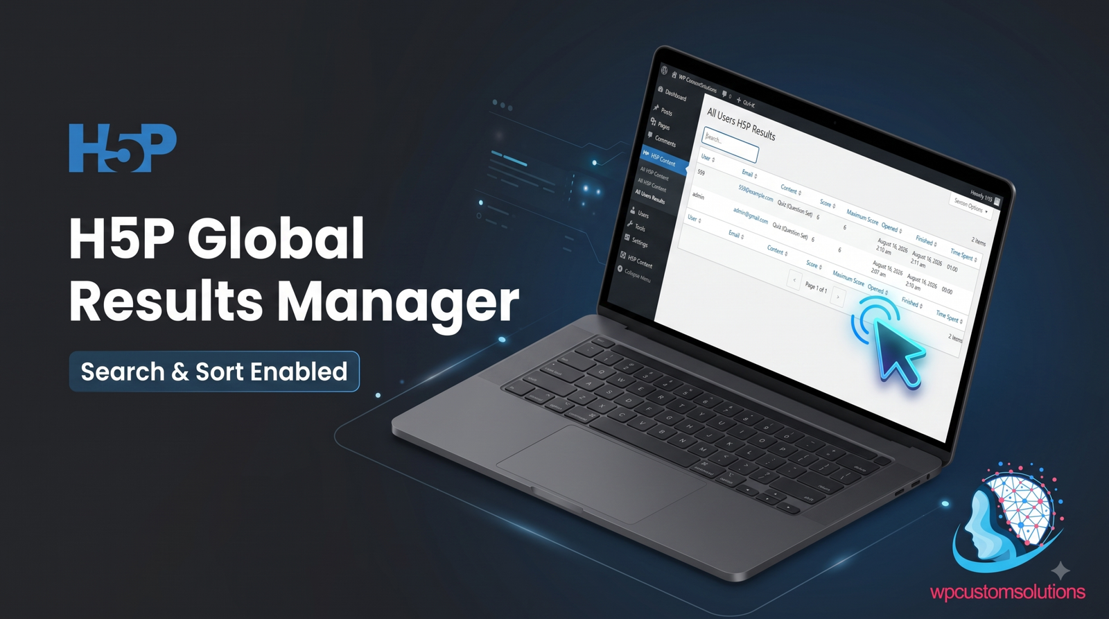 H5P Admin Results by WP Custom Solutions